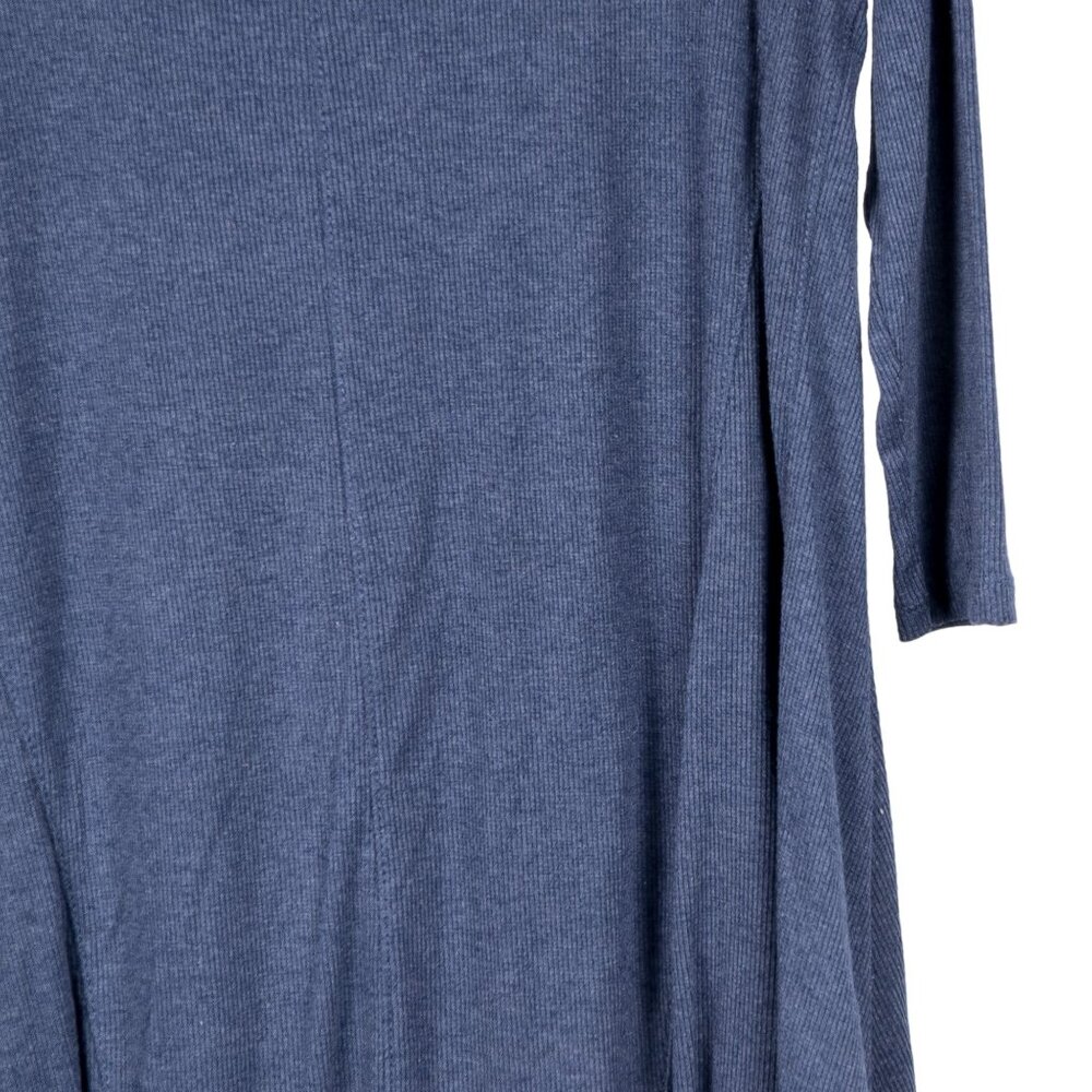 Thyme & Honey Swing Dress M Womens Long Sleeve Blue Ribbed Stretch Scoop Cotton - Picture 3 of 6